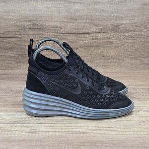 Nike LunarElite Sky Hi Women's Size 6 Black Gray Wedge Sneakers (631376-001)